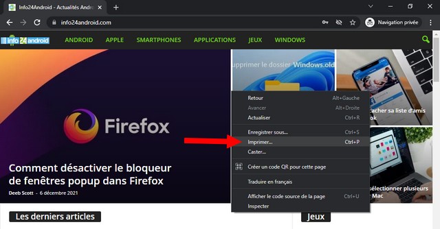 Sélectionnez Imprimer