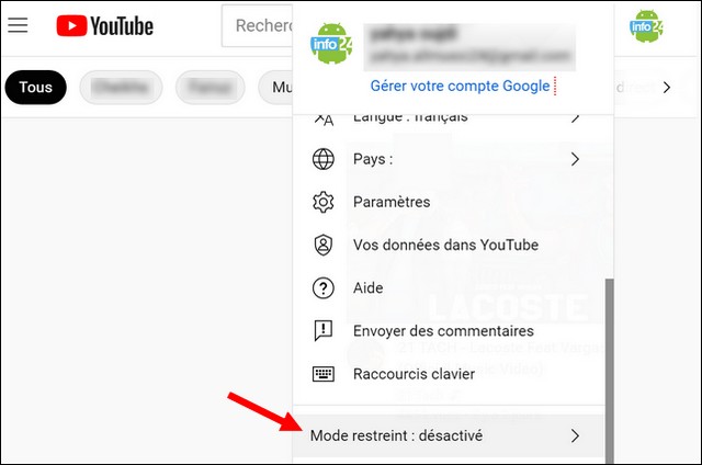 Sélectionnez « Mode restreint