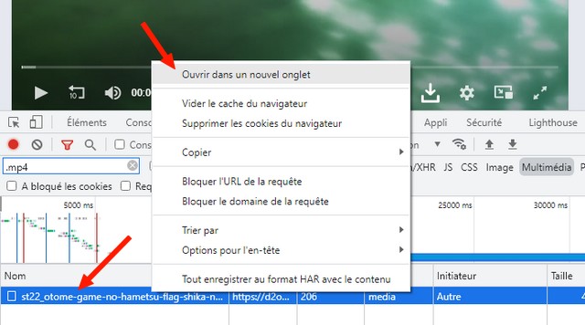 Sélectionnez Ouvrir dans un nouvel onglet