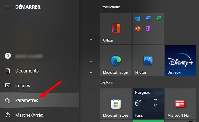 Sélectionnez Paramètres