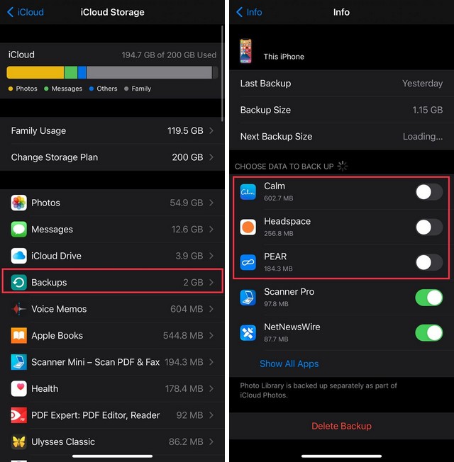 Supprimer les sauvegardes iCloud indésirables