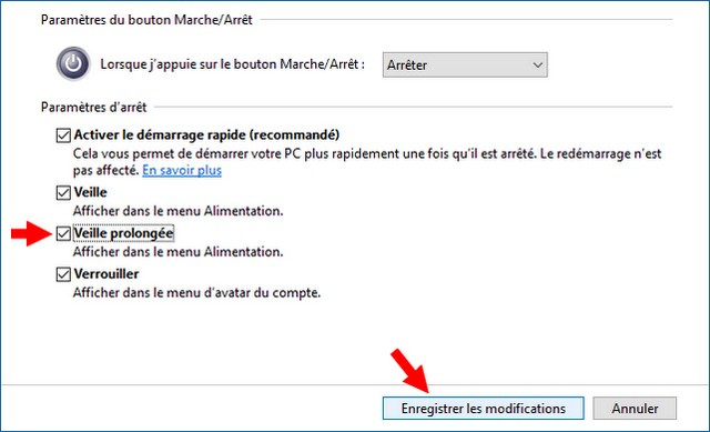 Activer la mise en veille prolongée
