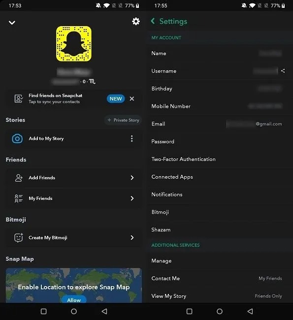 Activer le mode sombre sur Snapchat pour Android