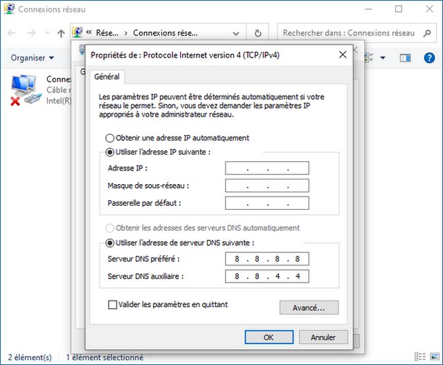 Changer le serveur DNS