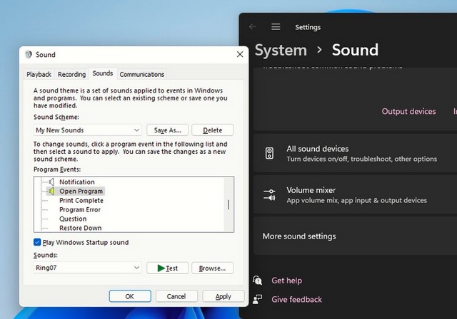Changer les sons sous Windows 11