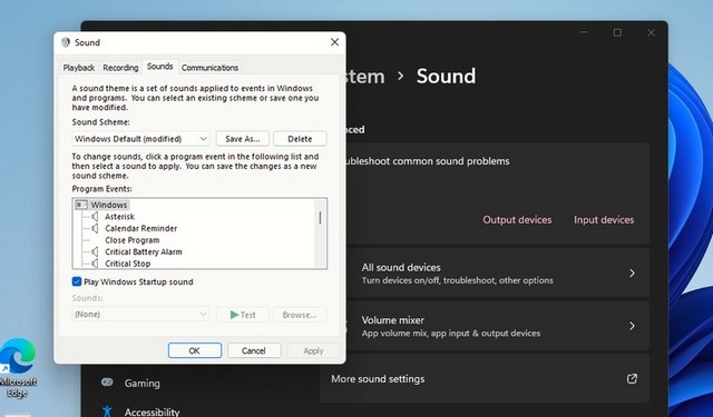 Cliquez sur Plus de paramètres sonores