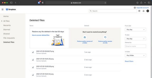 Comment restaurer des photos supprimées de Dropbox