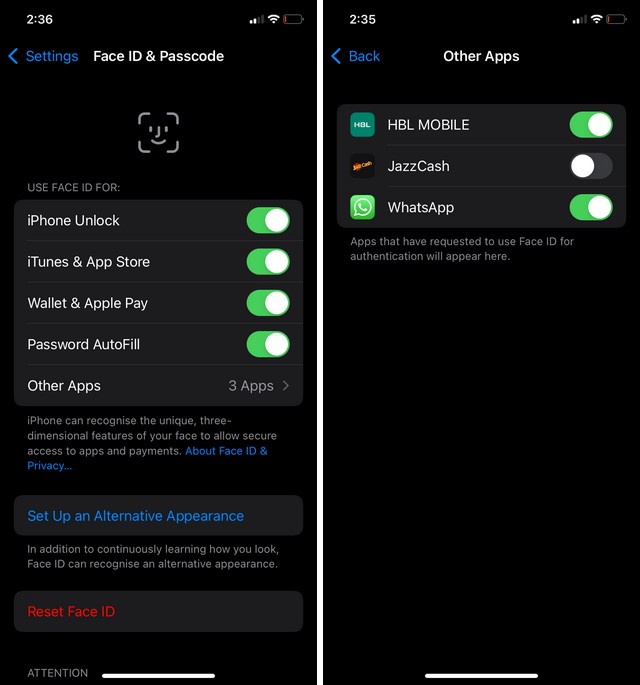 comment mettre la face id sur les applications iphone