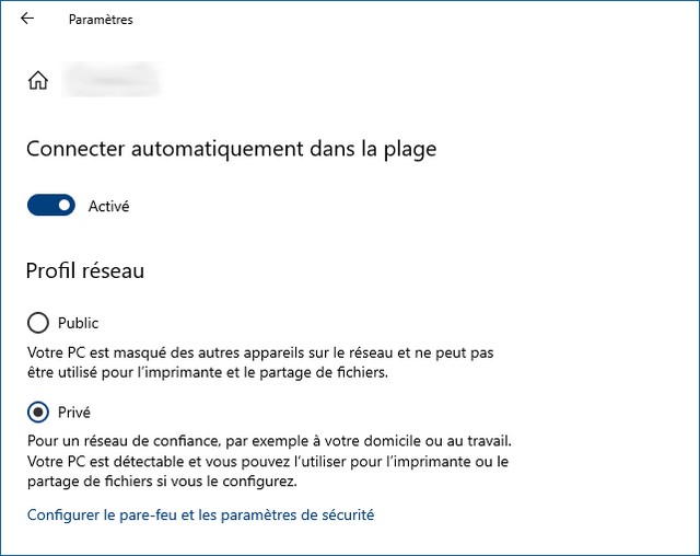 Définissez vos paramètres réseau sur Privé