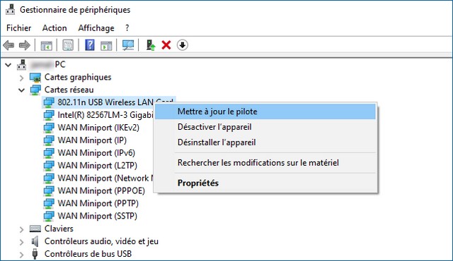 Mettre à jour le pilote de votre adaptateur WiFi