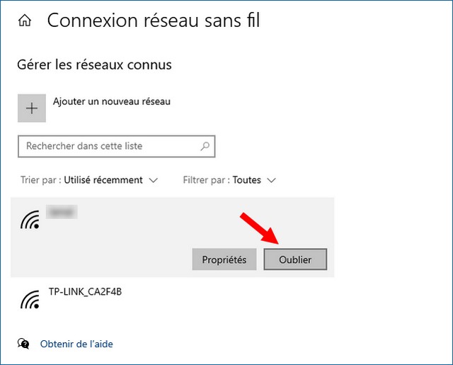 Oublier un réseau WiFi sous Windows 10