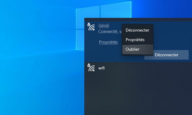 Oublier un réseau WiFi sur Windows 10