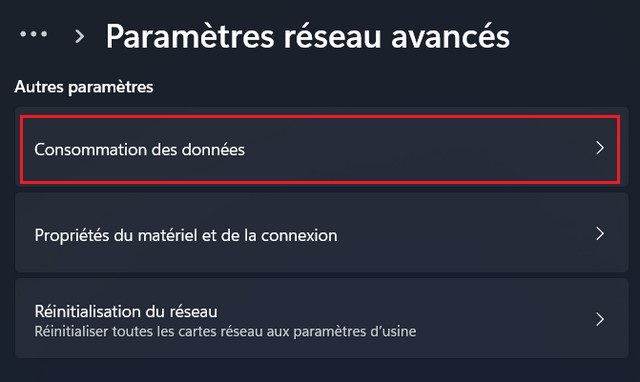 Paramètres réseau avancés