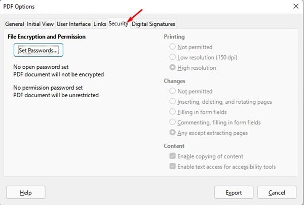 Passez à l'onglet Sécurité