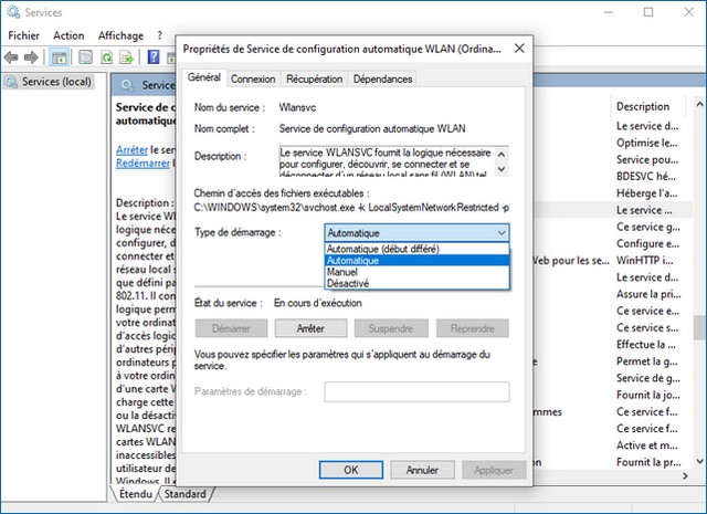 Réinitialiser le service de configuration automatique WiFi