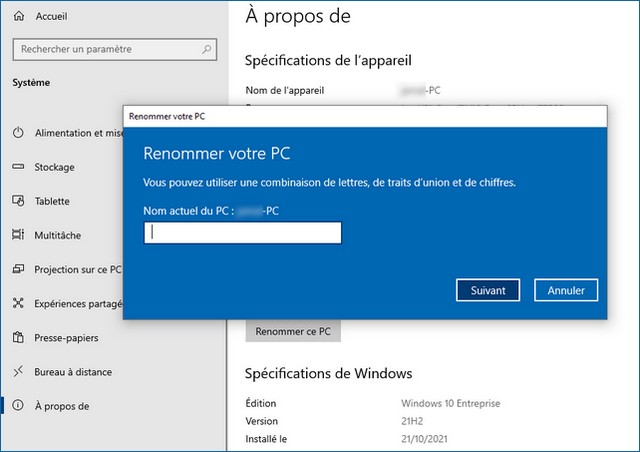 Renommer ce PC