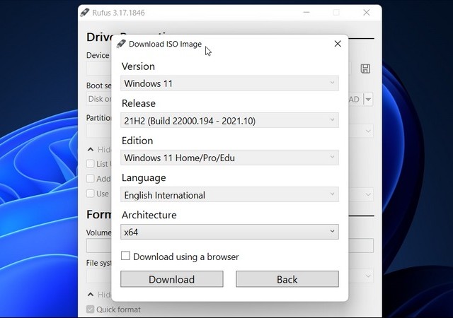 Télécharger légalement Windows 11 ISO avec Rufus