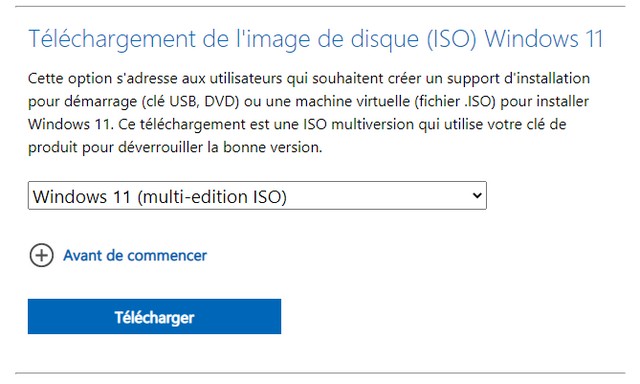 Télécharger légalement Windows 11 ISO