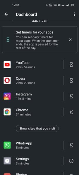 Vérifier le temps d'écran