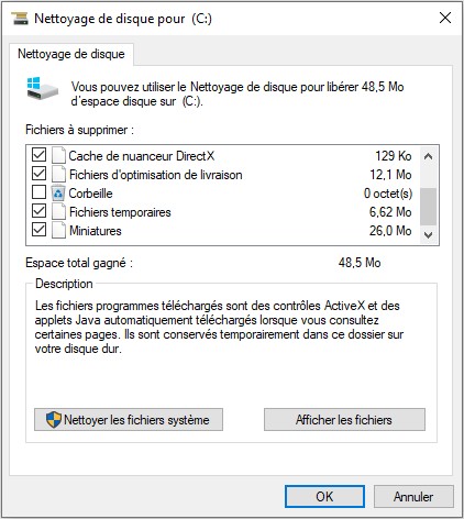 Vider le cache de Windows 11 avec le nettoyage de disque