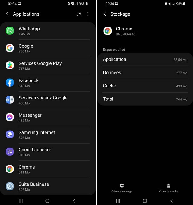 comment vider le cache sur android
