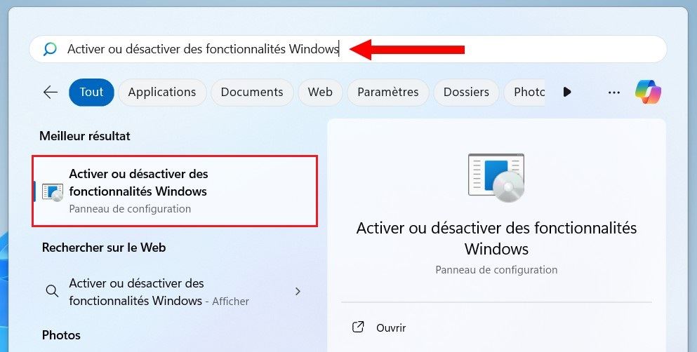 Activer ou désactiver des fonctionnalités Windows