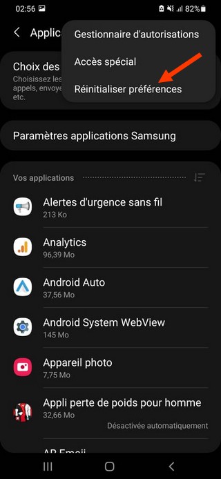 Tap the Reset Preferences option