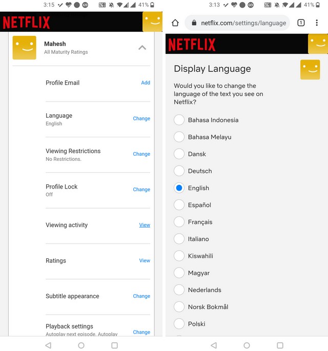 Modifier la langue sur l'application mobile Netflix