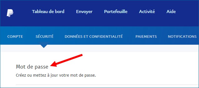 Cliquer sur Mot de passe