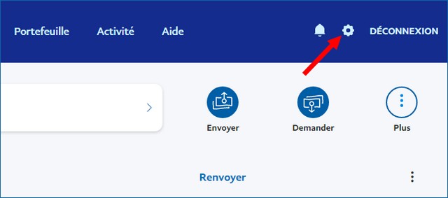 Cliquer sur l'icône d'engrenage