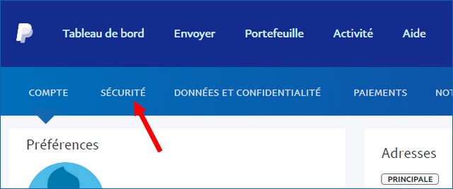 Cliquer sur l'onglet Sécurité