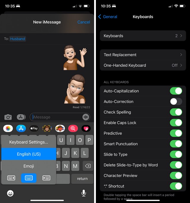 Désactiver la correction automatique à partir du clavier