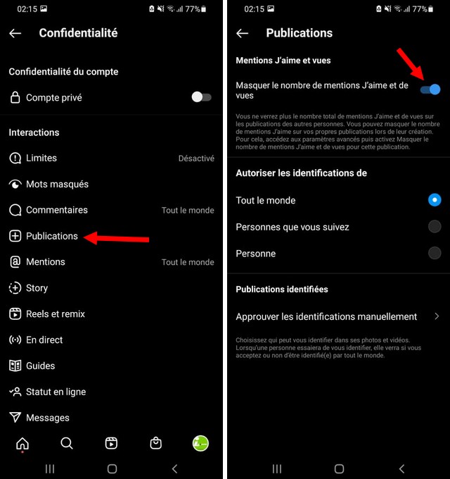 Masquer le nombre de mentions J'aime et de vues