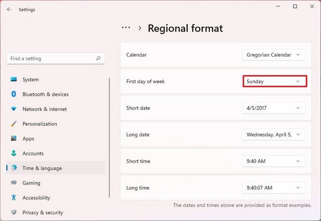 Modifier les paramètres de format régional