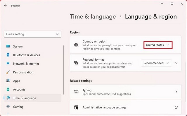 Modifier les paramètres de région sur Windows 11