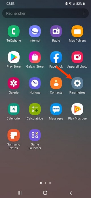 Ouvrez l'application Paramètres