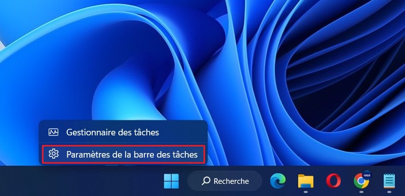 Paramètres de la barre des tâches