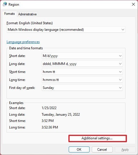 Paramètres supplémentaires