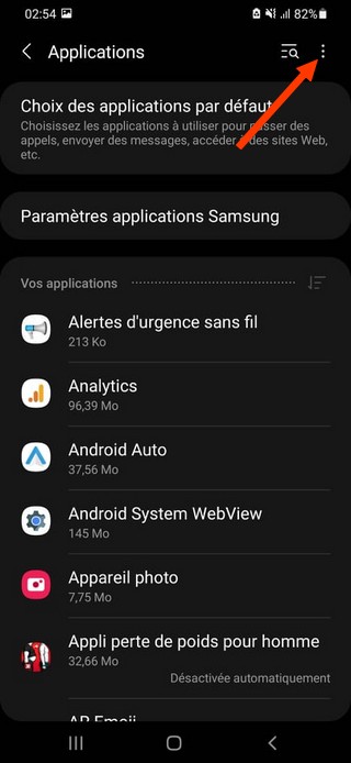 Réinitialiser les applications par défaut