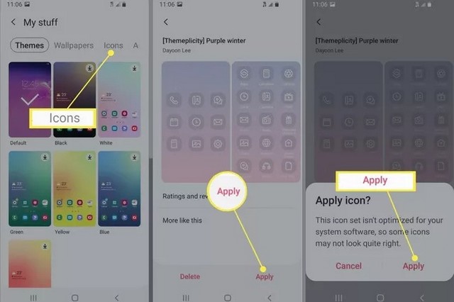 Sélectionner l'option Appliquer