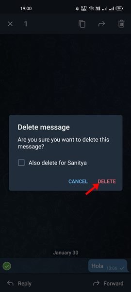 Delete messages on Telegram