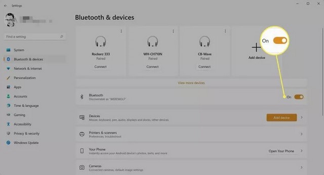 Activer Bluetooth dans Windows 11