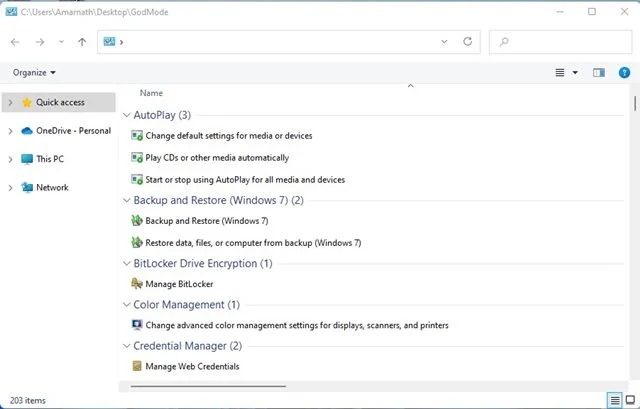 Enable God Mode on Windows 11