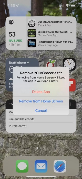 Tap Delete app