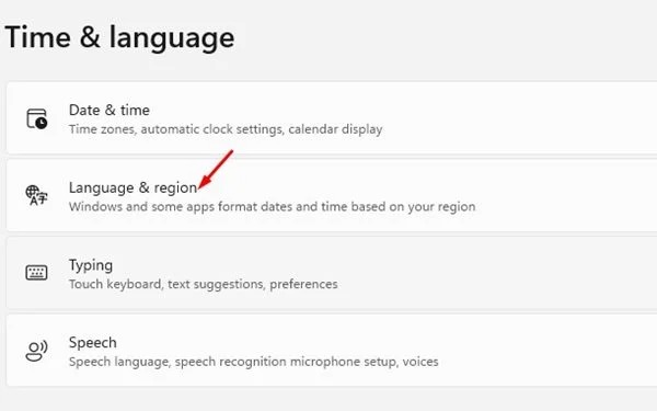 Click on Language and Region