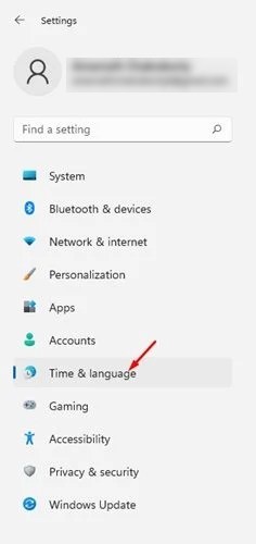 Click on the Time and language option