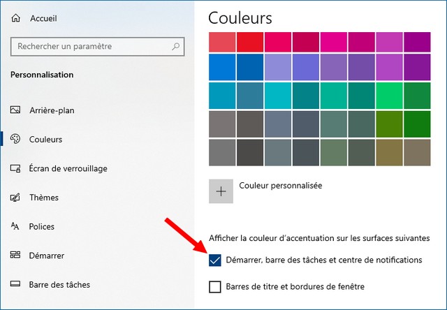 Comment changer la couleur de la barre des tâches