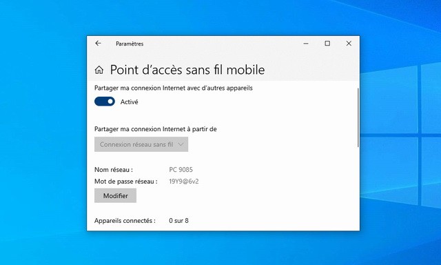 Comment partager une connexion internet dans Windows 10