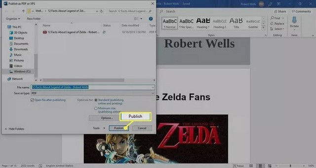 Convert an ePUB file to PDF format