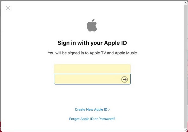 Entrer l'identifiant Apple